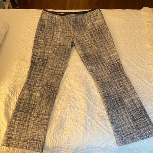 Tory Burch navy crosshatch pattern cropped pants.